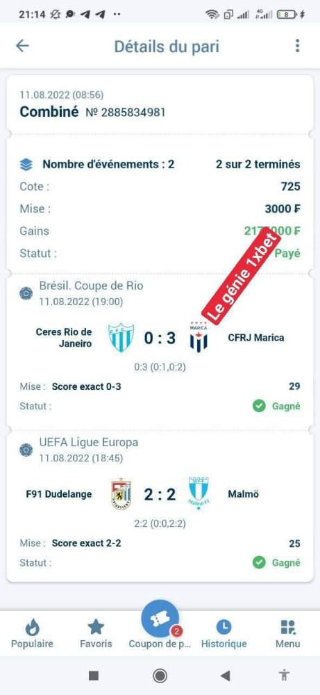 coupon gagnant 1xbet